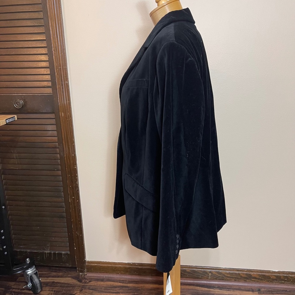 NEW Lauren Ralph Lauren Black Velvet Blazer Jacket Size 18W Button Front Classic - Picture 2 of 11